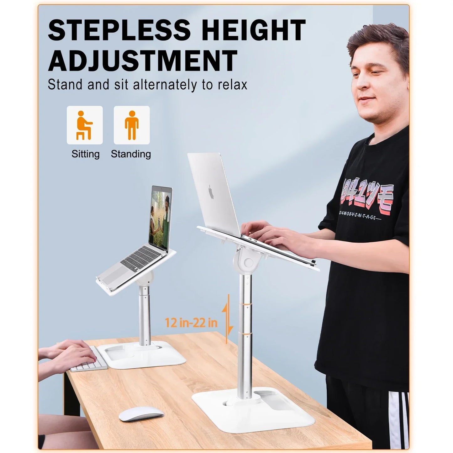 Eary Portable Laptop Stand for Desk Adjustable Height Table Desk