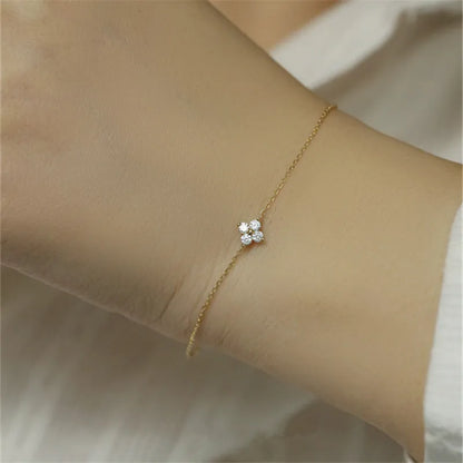 CANNER Real S925 Sterling Silver Mini Zircon Flower Pendant Bracelet