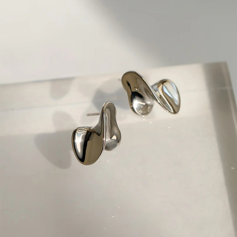 Foxanry Irregular Twist Geometric Stud Earrings