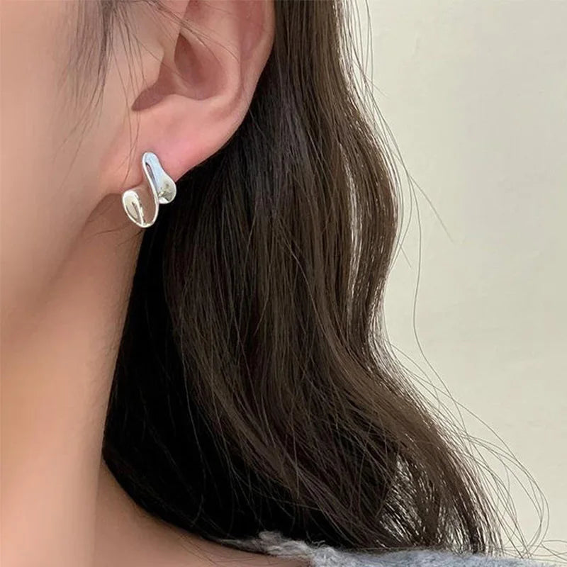 Foxanry Irregular Twist Geometric Stud Earrings