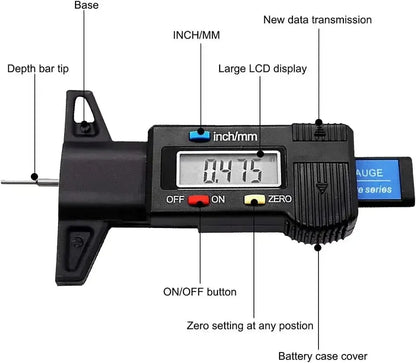 Digital Depth Gauge Caliper Tread Depth Gauge LCD