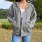 Autumn Fleece Hoodie Solid Color