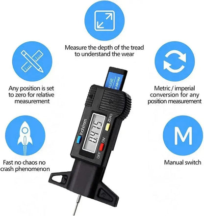 Digital Depth Gauge Caliper Tread Depth Gauge LCD