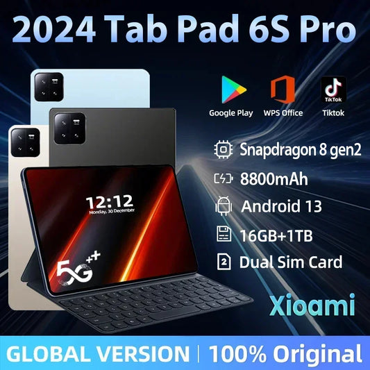 NEW Global Version Original XioamI Pad 6S Pro Tablet 16GB+1T 11inch HD 4K Android 14 8800mAh 5G Dual SIM WiFi GPS Tablet