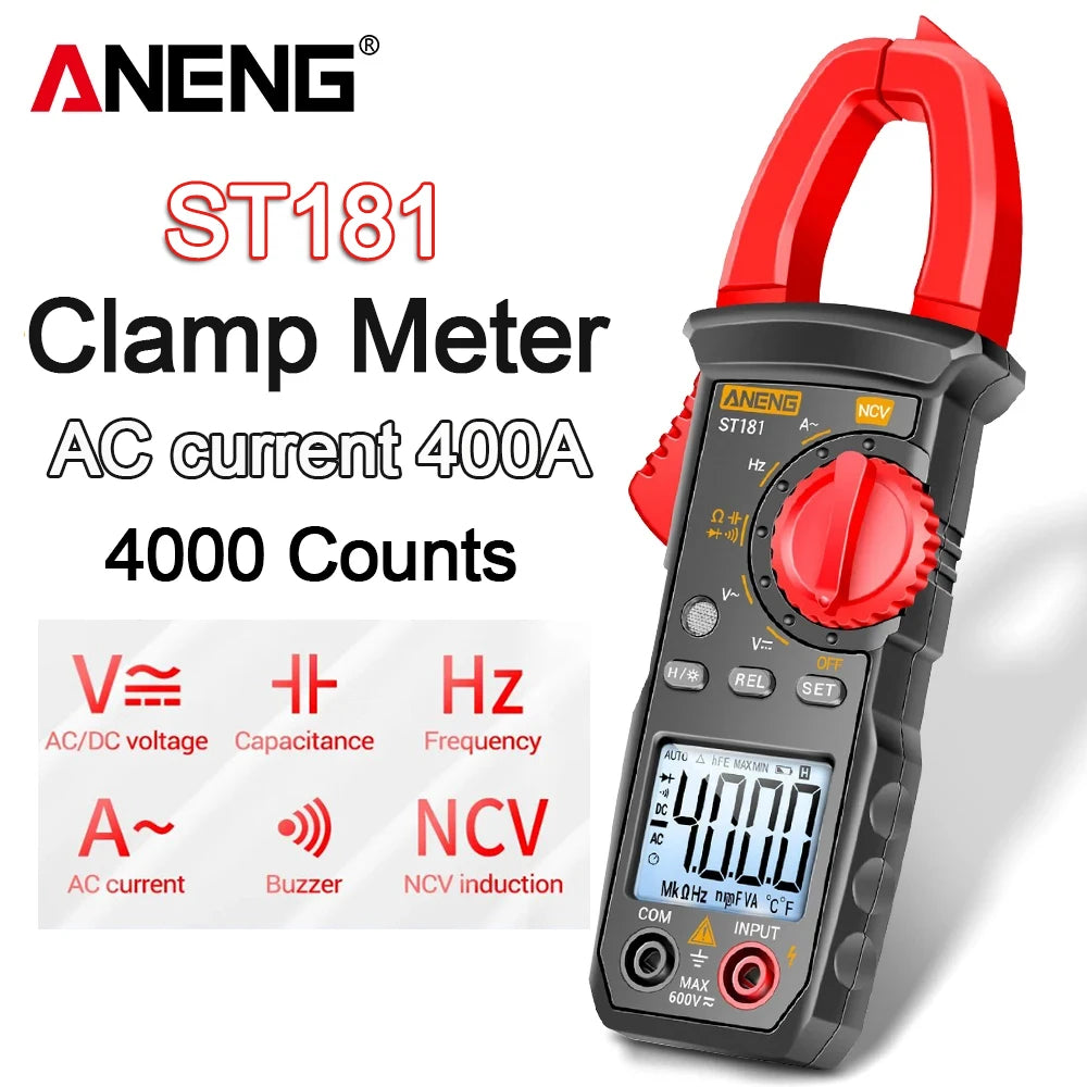 ANENG ST181 Digital Clamp Meter Multimeter AC Voltage 4000 Counts Multimeter Tester Amp Hz Capacitance NCV Ohm Test Tools