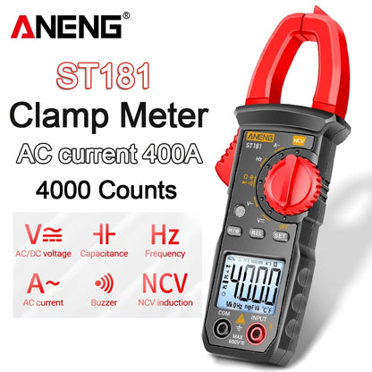 ANENG ST181 Digital Clamp Meter Multimeter AC Voltage 4000 Counts Multimeter Tester Amp Hz Capacitance NCV Ohm Test Tools