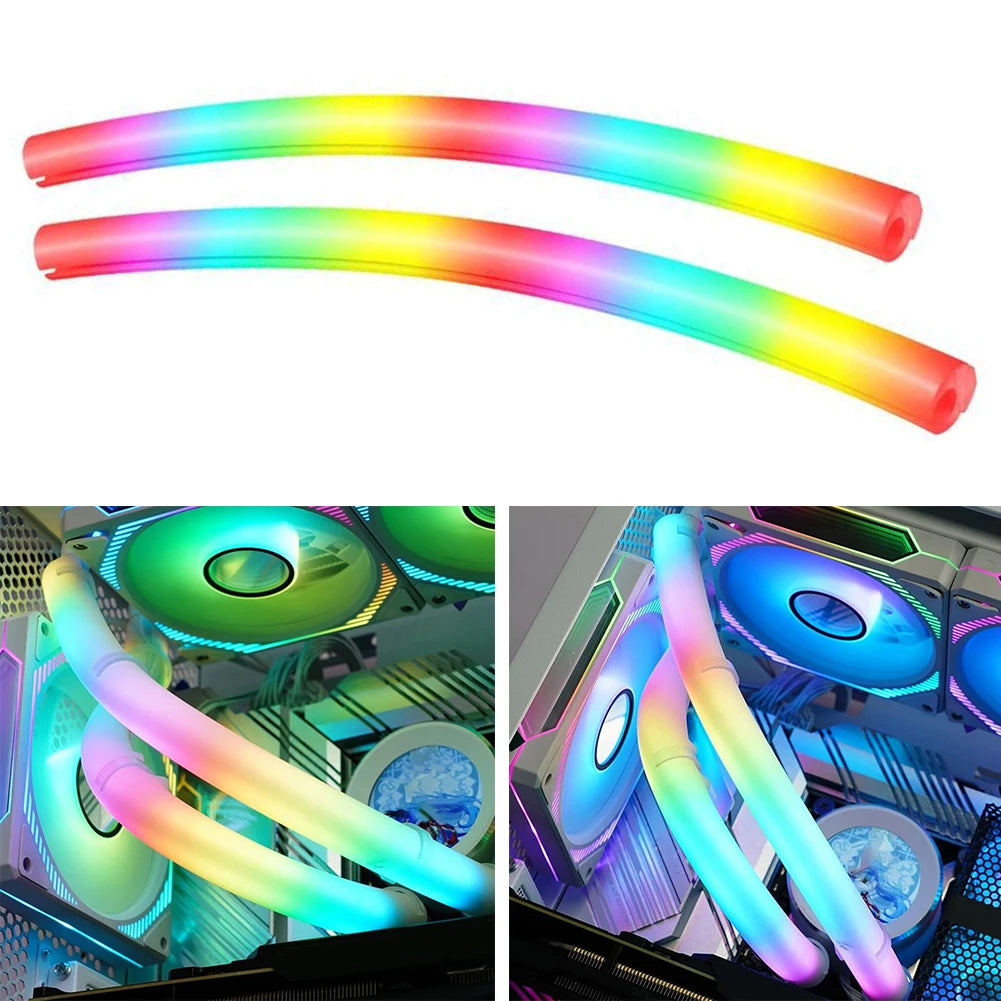 2 PCS Silicone Hose Pipe Aura Sync 5V 3PIN ARGB Tube Sleeve Water Cooling Raditor Tube Soft Tube ARGB Vest Computer Case Decor