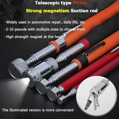 Mini Portable Telescopic Magnetic Pen Handy Tool with Light