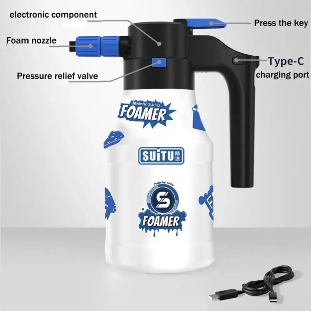 DIY Cartoon Sticker 1.5L Electric Car Wash Foam Spray Bottle