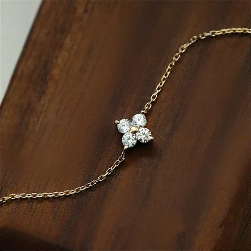 CANNER Real S925 Sterling Silver Mini Zircon Flower Pendant Bracelet